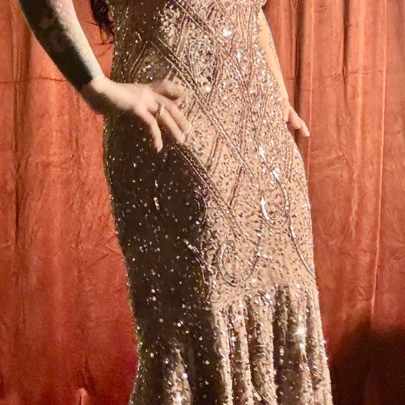 Gianni Bini sz 6 BLUSH Sequin Mermaid formal cocktail dress Xmas NYE Party - Picture 5 of 12